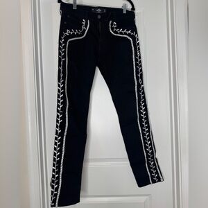 Hollister Jeans with Braiding and Appliqué Detailing, Sz 31 x 32